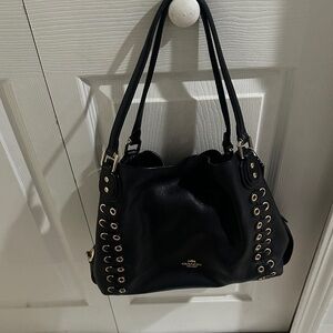 Coach Black Shoulder Bag with Grommet Accents